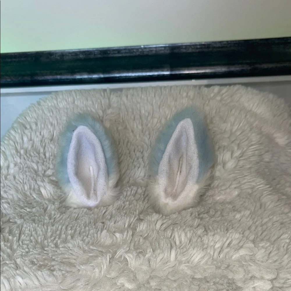 Fuzzy White Bunny Ear clips faux fur fox ears possibly